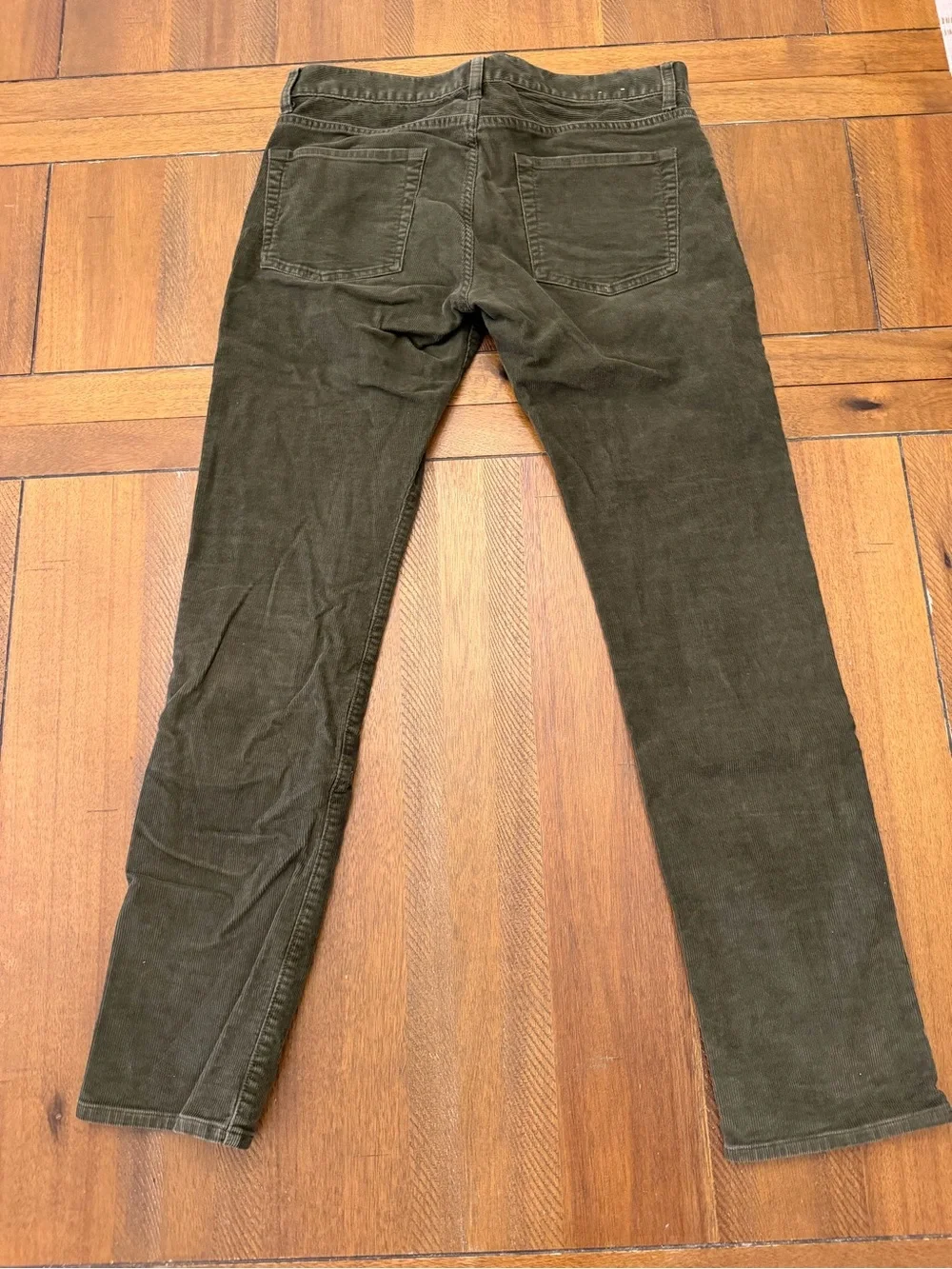 J.Crew Mens Corduroy Pants 32x32 484 Slim Fit Olive Green